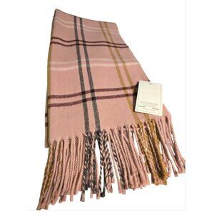Pink Plaid Scarf Soft New